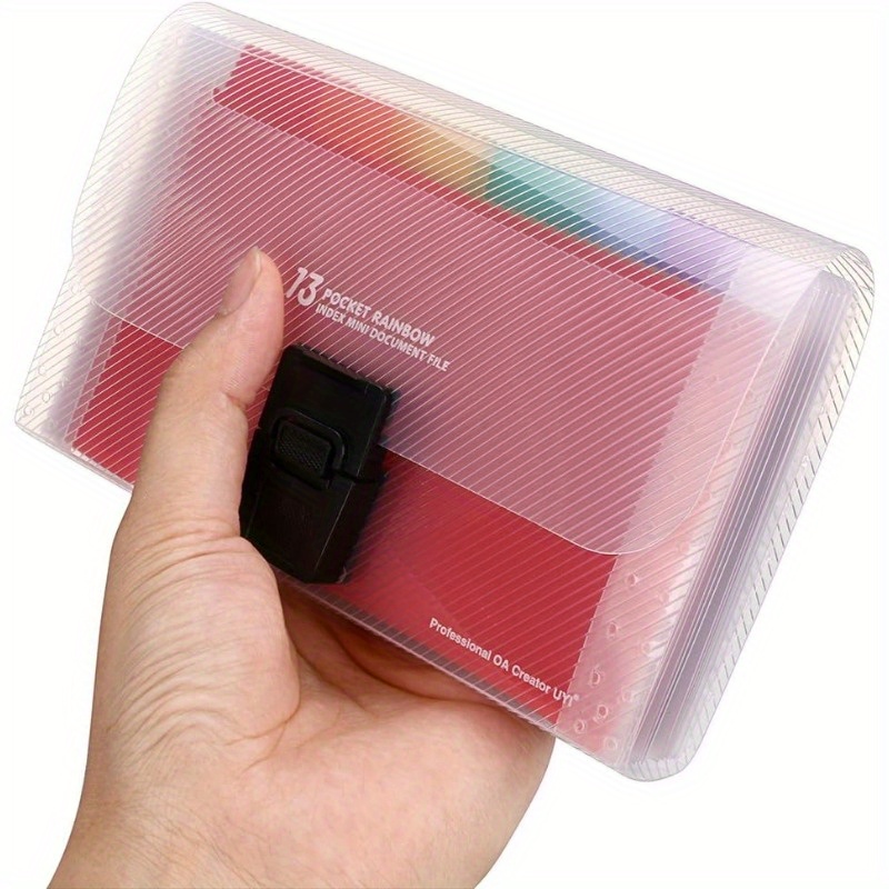 Expandable Accordion File Folder 13 Pockets - A6拡張ファイルオーガナイザー13ポケット、ボタン留めのアコーディオンフォルダー、書類、領収書、カード用、書類財布