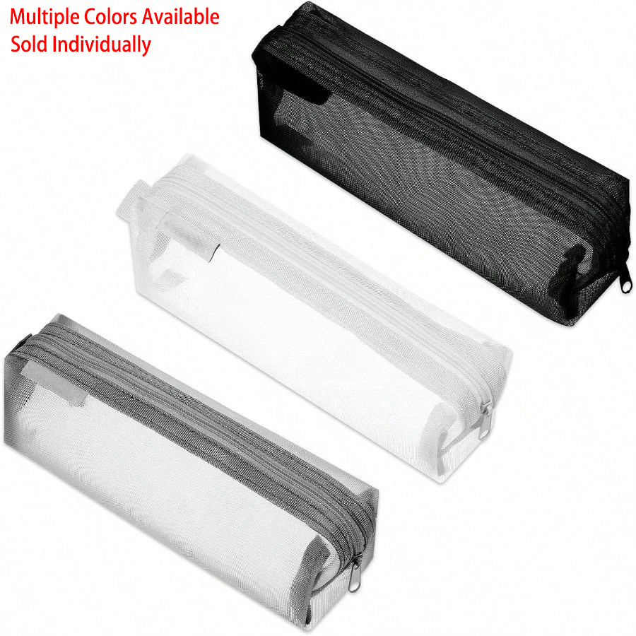Clear Mesh Pencil Pouch For Exam - 透明メッシュ試験用ペンケース ミニマリストクリアペンポーチ 多目的化粧品収納オーガナイザー 文房具バッグ