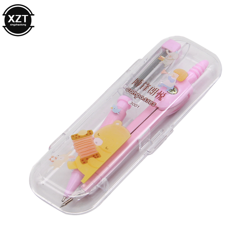 Math Geometry Set With Compass - スクールコンパスかわいい女の子文房具学生の描画compasso brujulaジオメトリセット料理デマデラスマス数学セットドラフティングツール