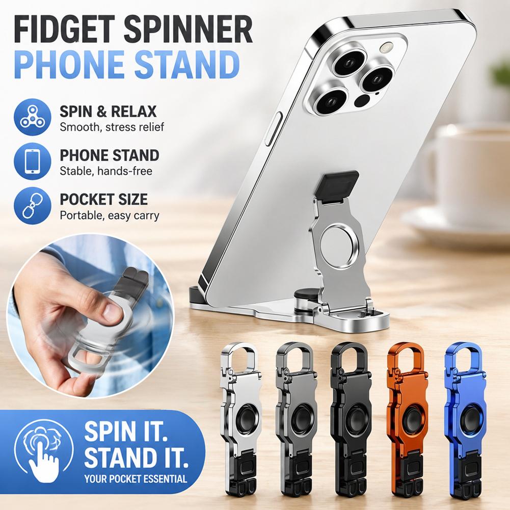 Desk Accessories - 金属製フィジェットスピナーデスクフォンホルダー折りたたみ式スタンドiPhone 18 17 Pro Samsung対応電話デスクトップブラケットアクセサリー