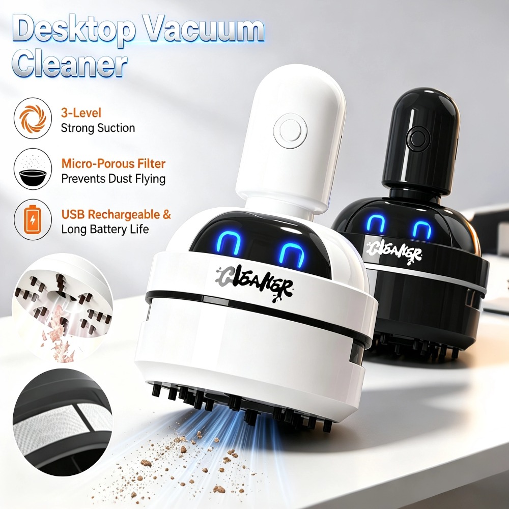 Mini Desktop Vacuum Cleaner For Eraser Dust - ポータブルミニデスク掃除機、コードレスデスクトップキーボードクリーナー、鉛筆の削りかす、消しゴムのくず、キーボードのホコリ用