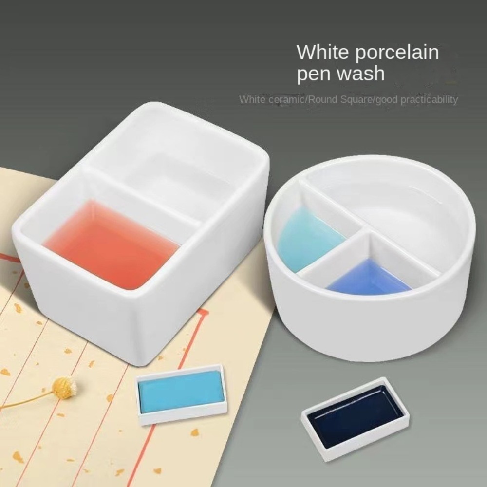 Writing Tools - ペイントツール セラミック洗浄パレット セラミックホワイト水彩パレット ビッグインクプレート 書道洗浄器 水彩