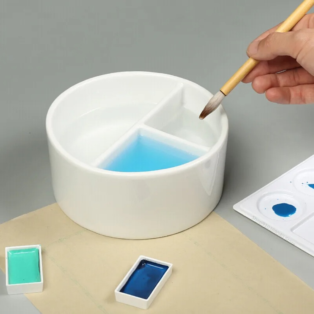Writing Tools - 絵画用具 セラミック製洗浄パレット セラミック製白水彩パレット 大型インクプレート 書道用洗浄器 ガッシュ
