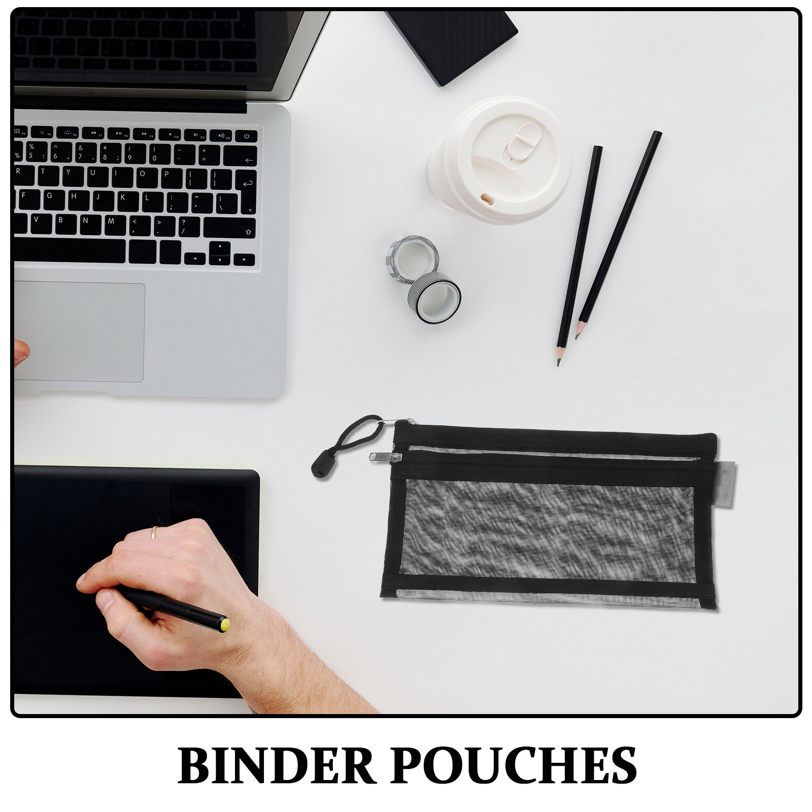 6個入り 透明二重層ナイロンメッシュ製ファスナー付きポーチ。 - Clear Mesh Pencil Pouch For Exam のレビューと価格