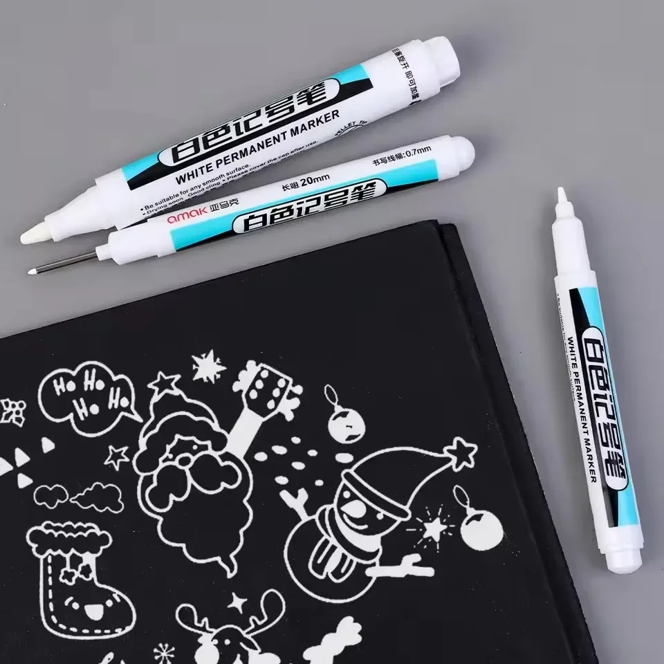 0.7/1.0/2.5 ミリメートル白永久マーカーペンマーカ - Stationery のレビューと価格