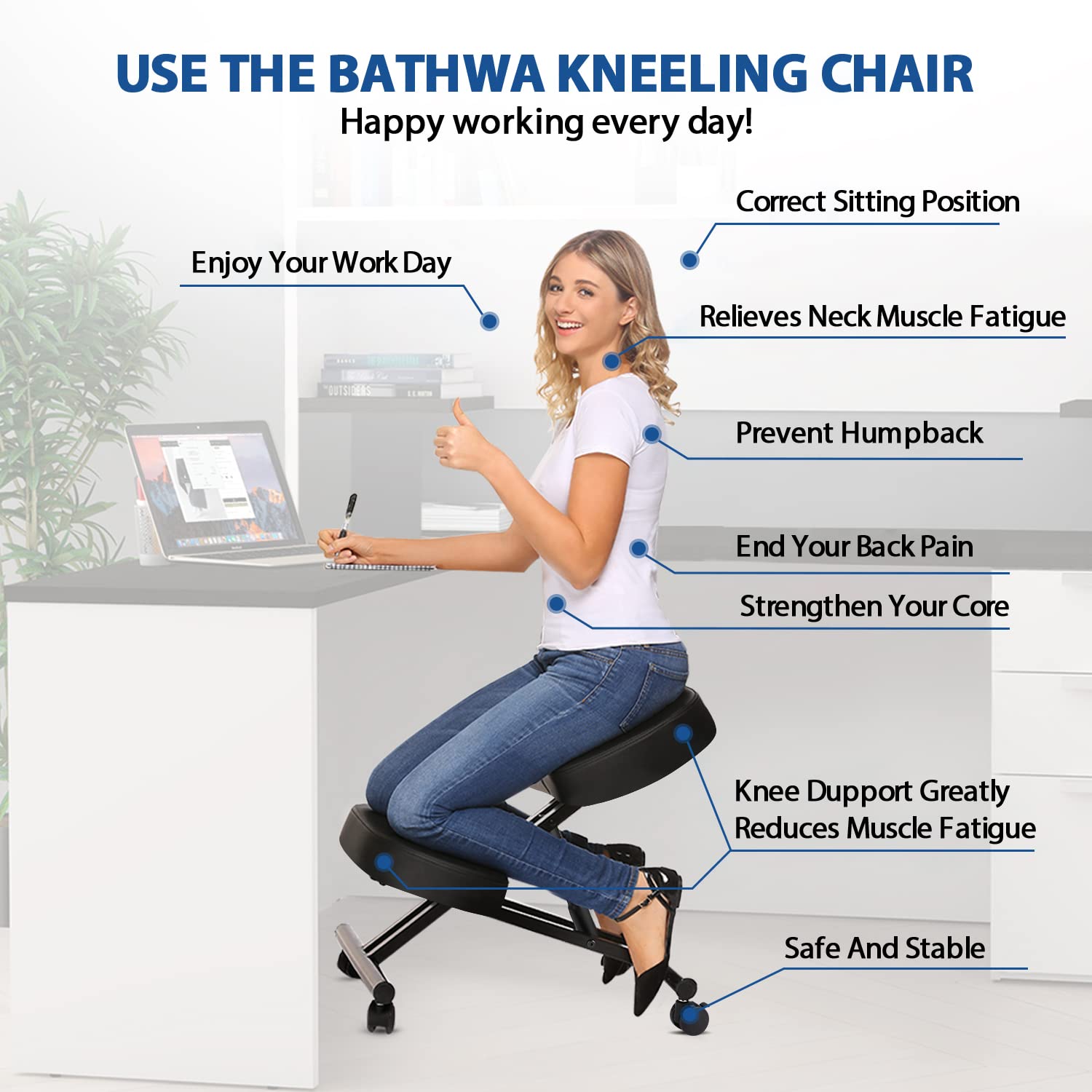 オフィス用のエルゴノミクスニーリングチェア、家庭およびオフィ - Office Furniture のレビューと価格