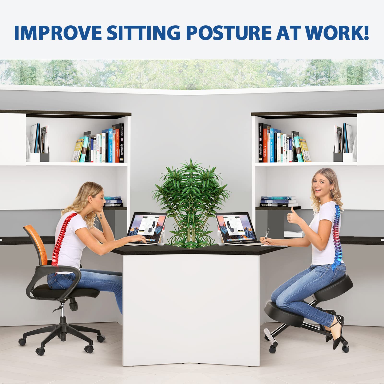 オフィス用のエルゴノミクスニーリングチェア、家庭およびオフィ - Office Furniture のレビューと価格