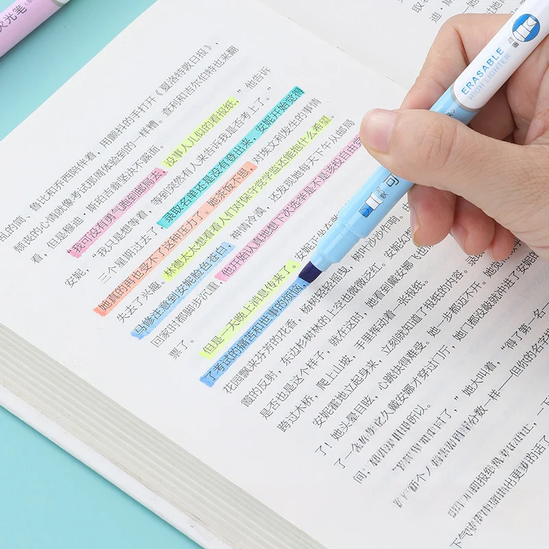 6 色消去可能な蛍光ペンセット両端パステルマーカー学生研究ノ - Pastel Highlighter Set Double Ended のレビューと価格