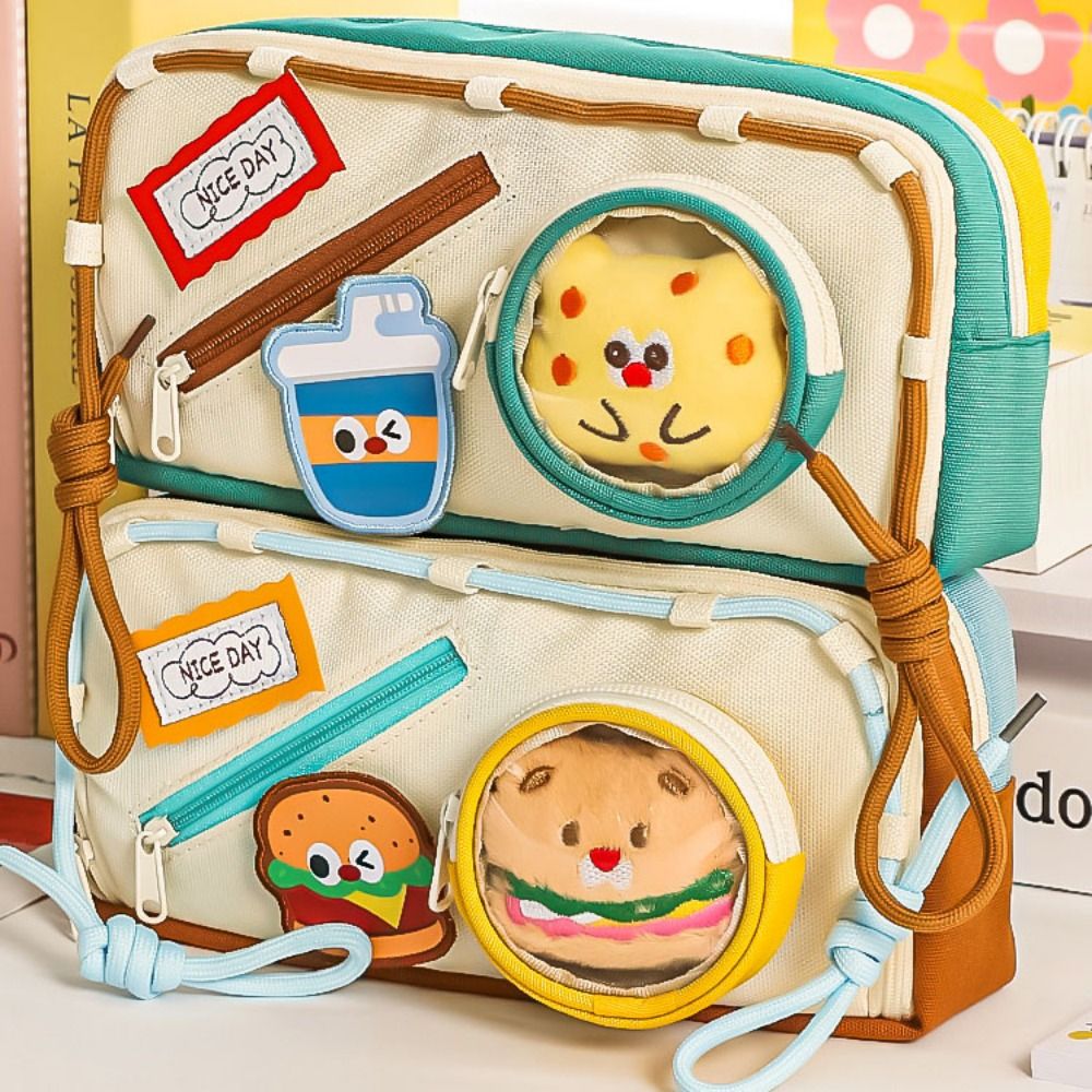 大容量ハンバーガー鉛筆ケース美的おいしい食べ物スクールケース - Aesthetic Large Pencil Case Pouch のレビューと価格