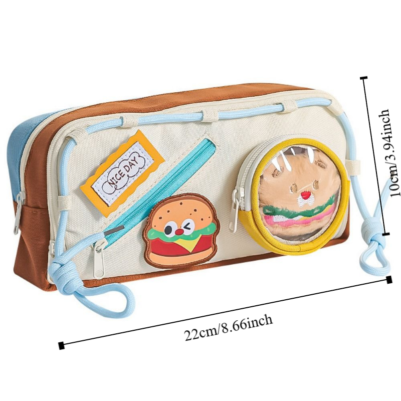 大容量ハンバーガー鉛筆ケース美的おいしい食べ物スクールケース - Aesthetic Large Pencil Case Pouch のレビューと価格