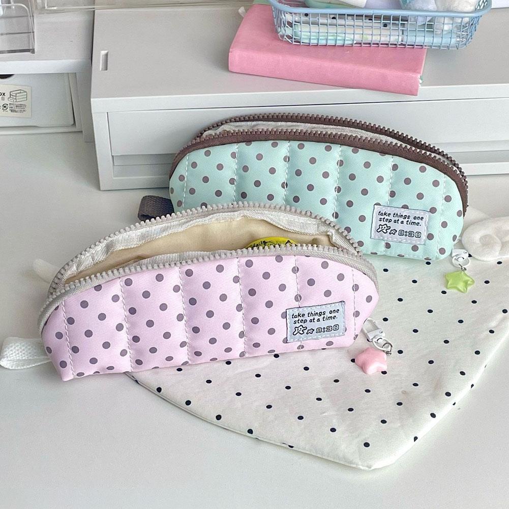 おしゃれな水玉模様ペンケース ポータブル韓国風ペンポーチ 手 - Aesthetic Large Pencil Case Pouch のレビューと価格