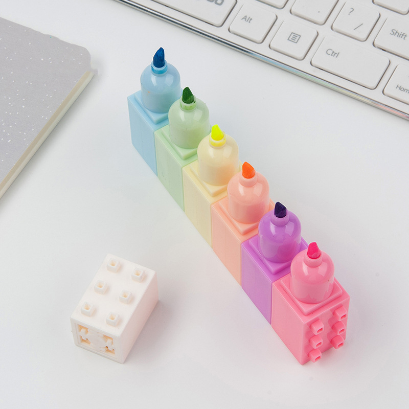 6 個パステルカラーボディビルディングブロック蛍光ペンセット - Pastel Highlighter Set Double Ended のレビューと価格