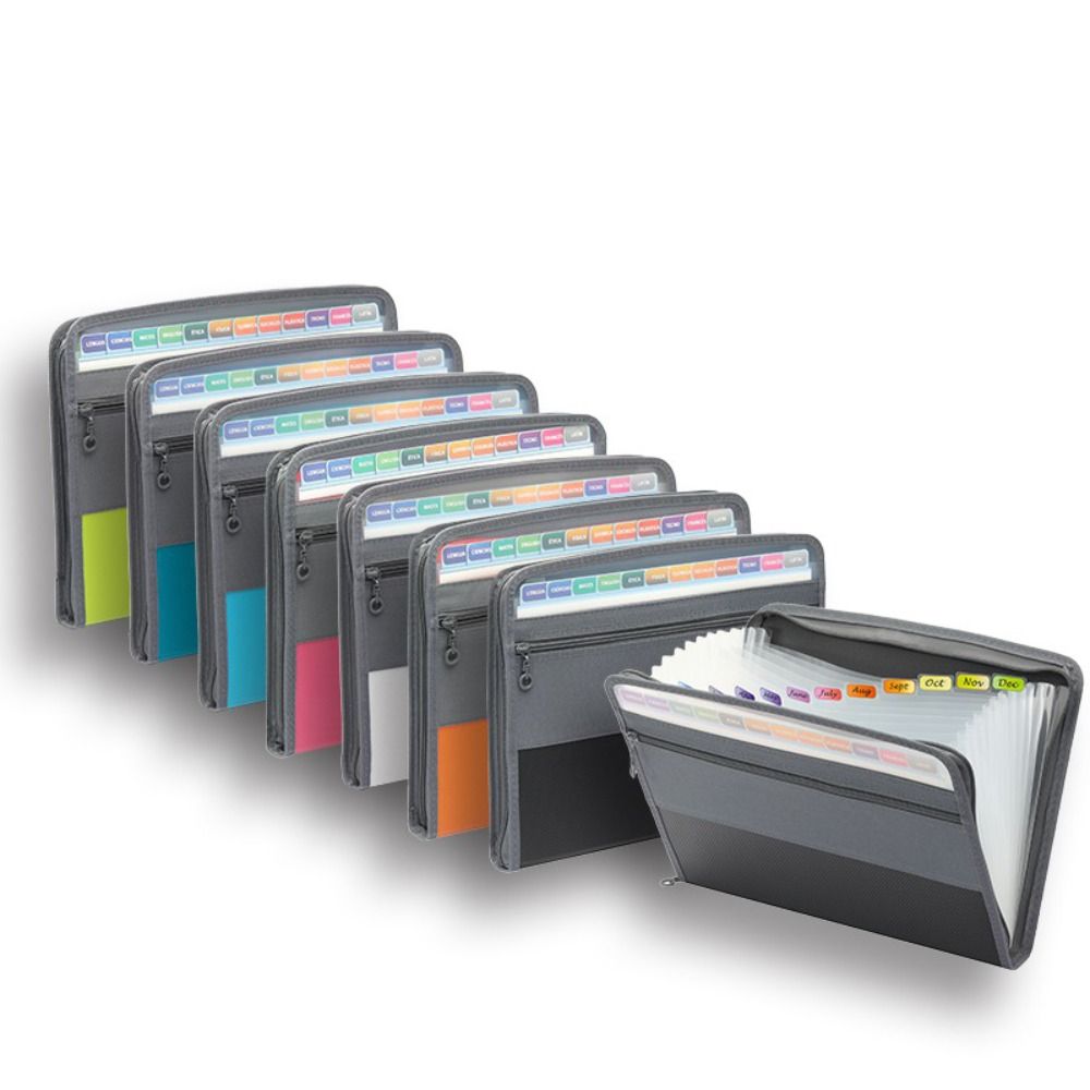 PVC拡張ファイルオーガナイザー A4サイズ ジッパー付き  - Expandable Accordion File Folder 13 Pockets のレビューと価格