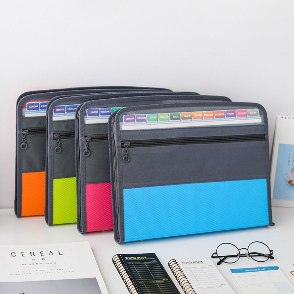 PVC拡張ファイルオーガナイザー A4サイズ ジッパー付き  - Expandable Accordion File Folder 13 Pockets のレビューと価格