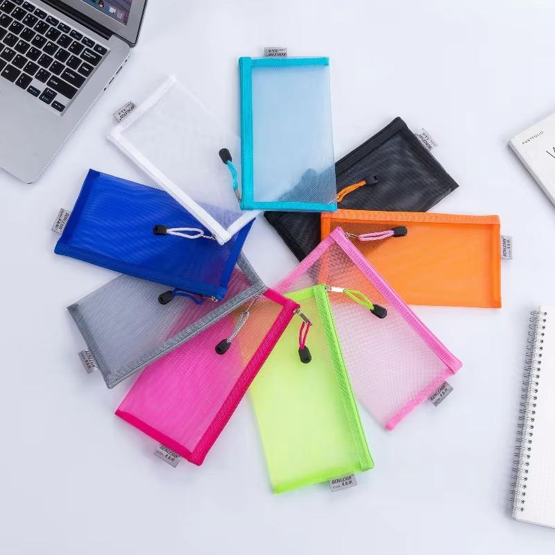 新しい耐久性のあるジッパーメッシュペンシルポーチ透明、学校試 - Clear Mesh Pencil Pouch For Exam のレビューと価格
