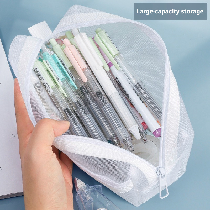 二重層透明メッシュペンケース試験専用文具バッグ大容量クリアペ - Clear Mesh Pencil Pouch For Exam のレビューと価格