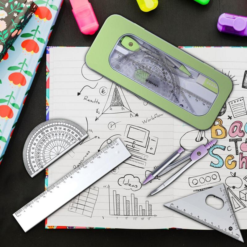 分度器とコンパスのセット、数学ジオメトリキット、数学を使用し - Math Geometry Set With Compass のレビューと価格