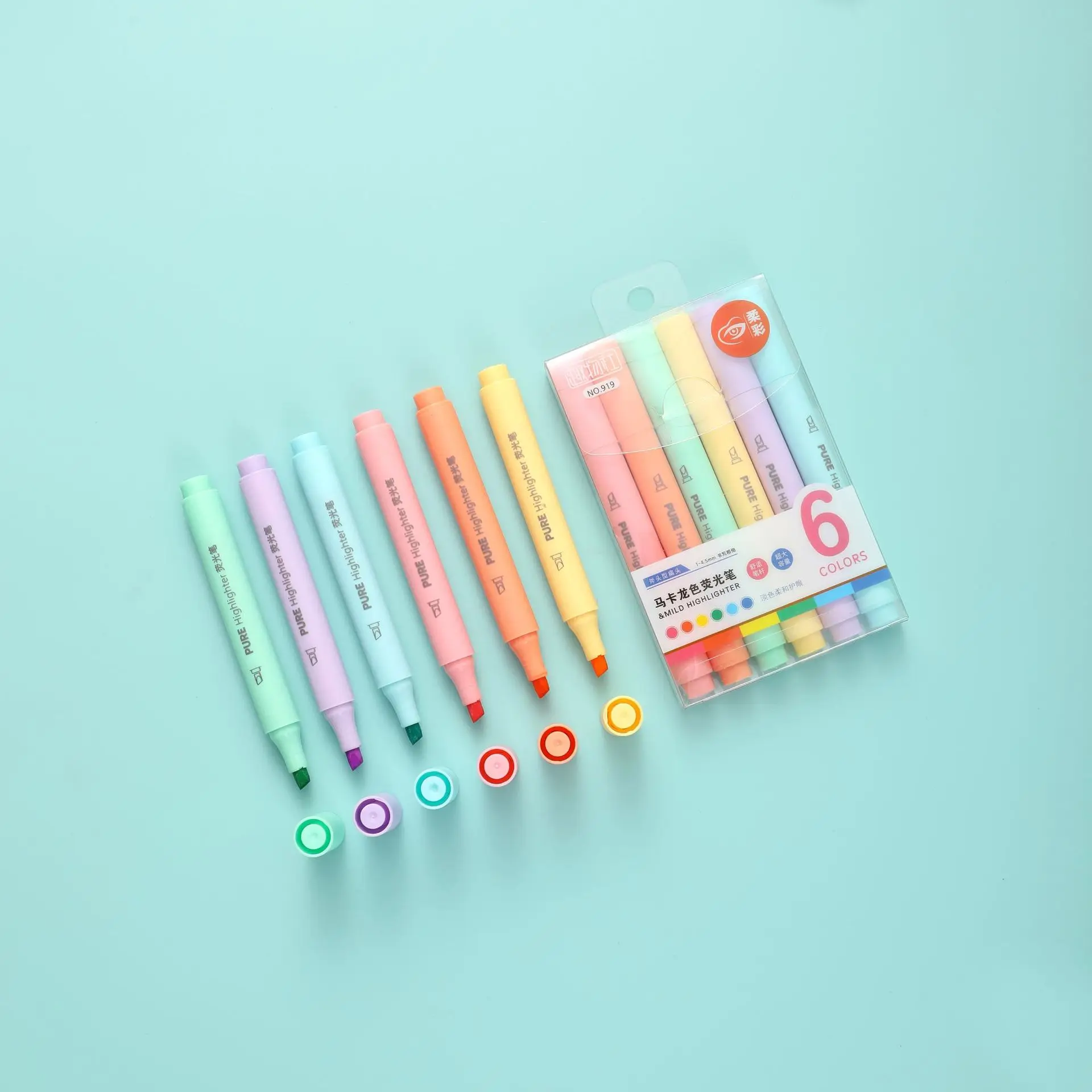 パステル蛍光ペン 6 本 - マカロンカラーマーカーセット、 - Pastel Highlighter Set Double Ended のレビューと価格