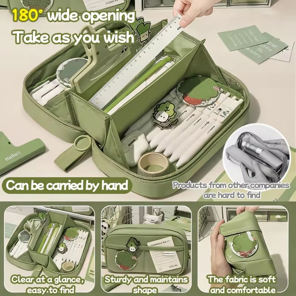 インス大容量火山型ペンケース多層ポータブル文具収納バッグ美的 - Aesthetic Large Pencil Case Pouch のレビューと価格