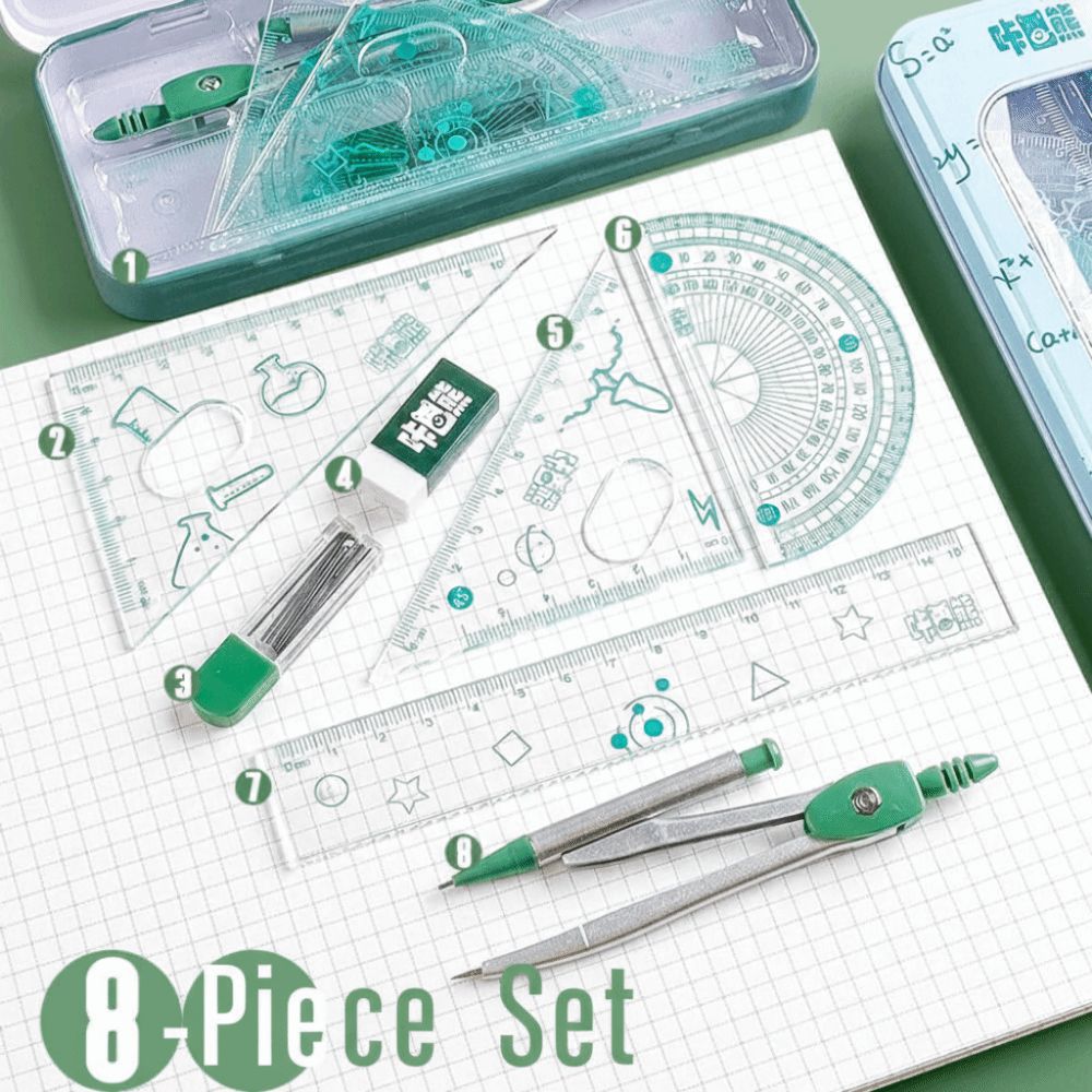 8 ピース/セット多機能数学幾何学セット 0.7 ミリメート - Math Geometry Set With Compass のレビューと価格