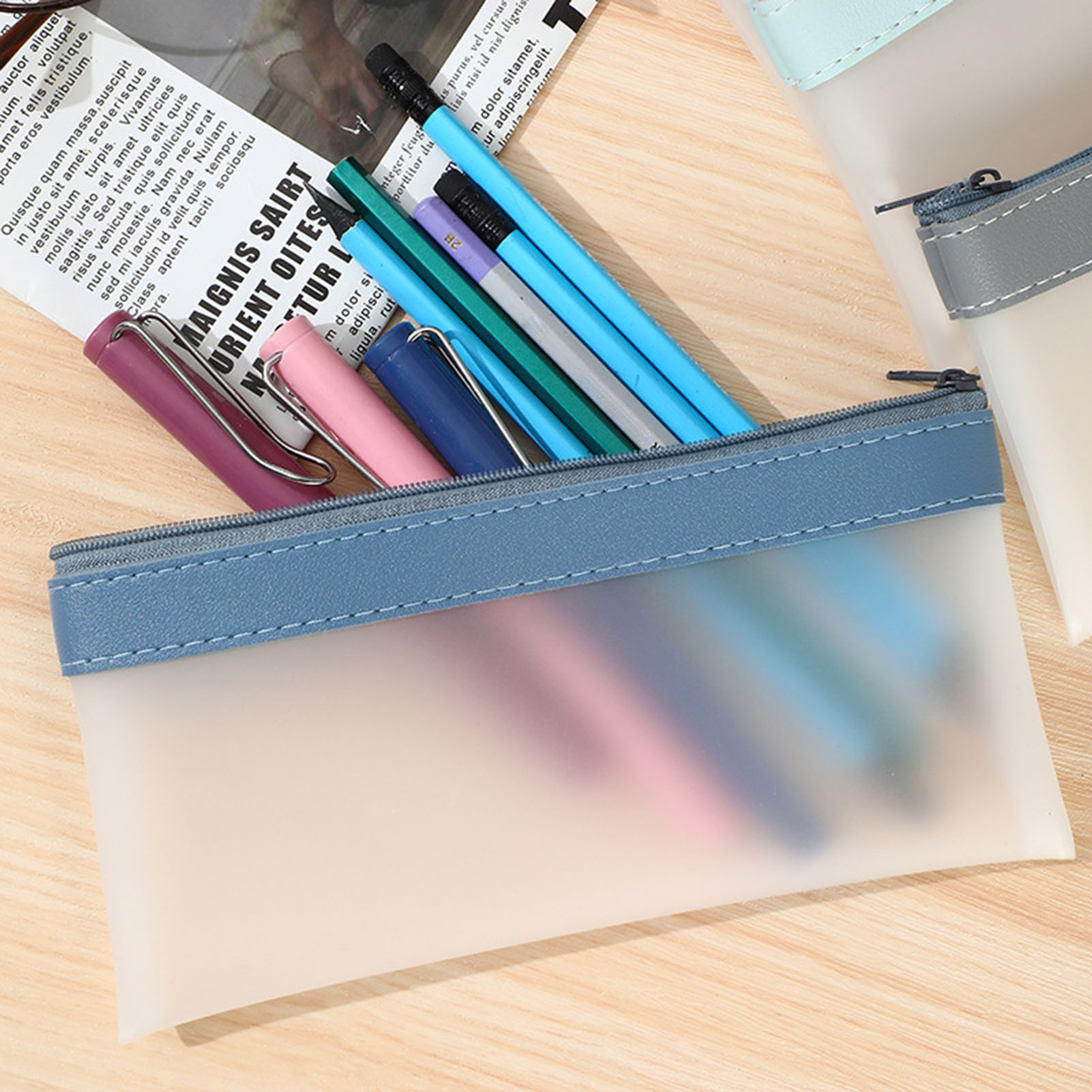 学生のための透明なつや消しペンシルケース,大容量ポーチ,素敵 - Aesthetic Large Pencil Case Pouch のレビューと価格