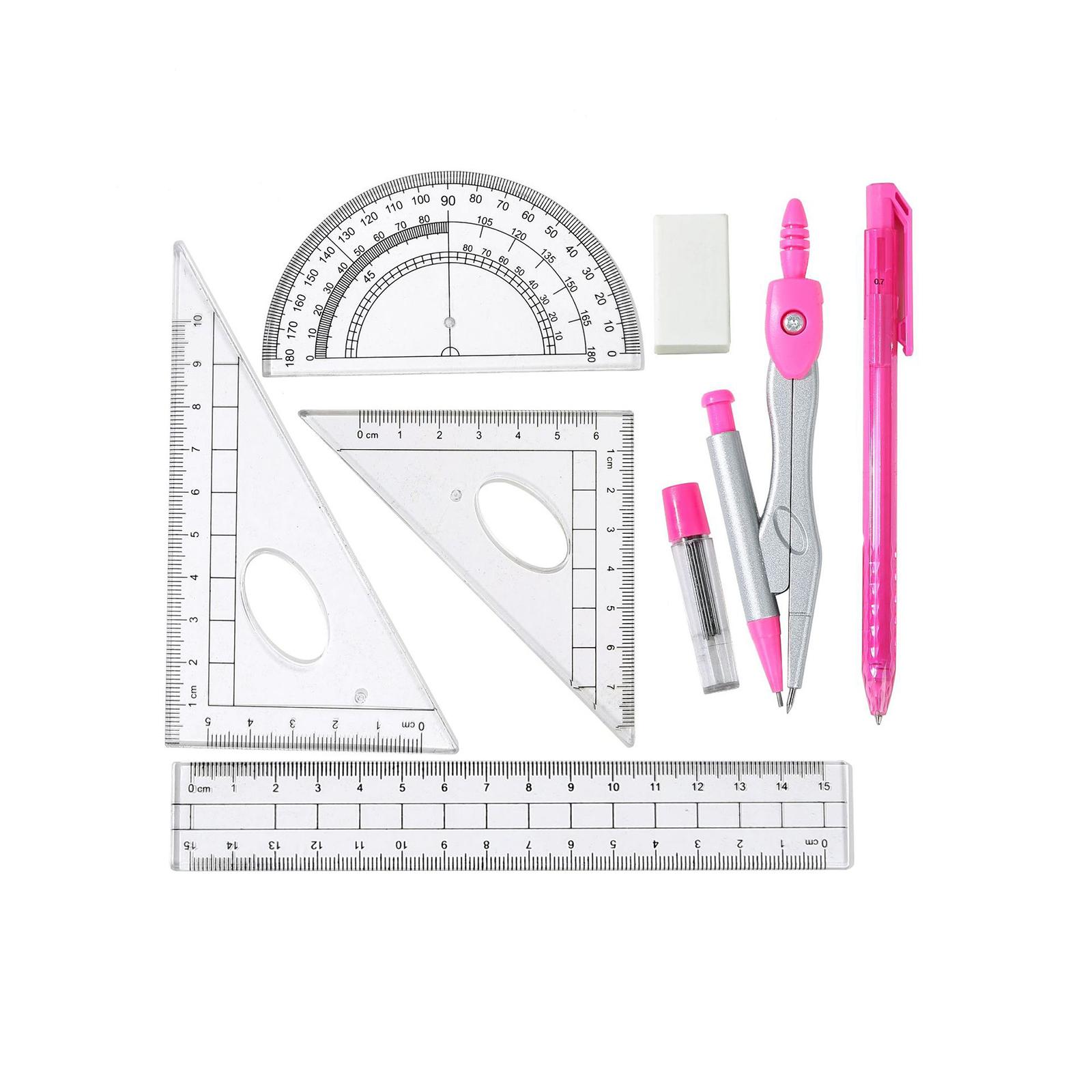 工学数学幾何学用具 三角定規 分度器 コンパスセット 学校  - Math Geometry Set With Compass のレビューと価格