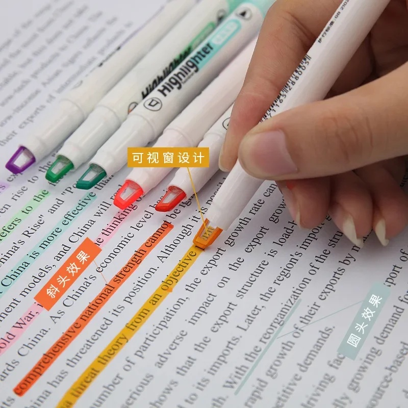 6色セット ユニークな窓付きチップ ハイライターペン ダブル - Pastel Highlighter Set Double Ended のレビューと価格