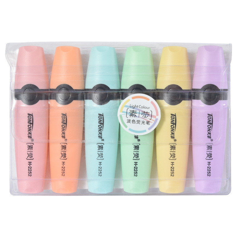 6 ピース/セット蛍光ペンパステルカラーチゼルチップマーカー - Pastel Highlighter Set Double Ended のレビューと価格