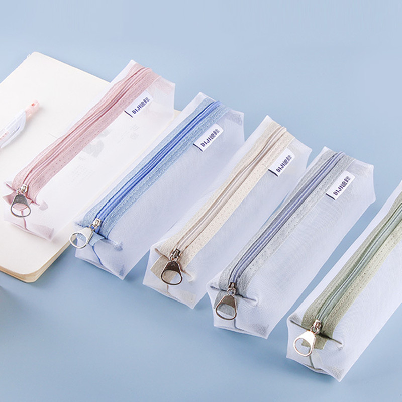クリア透明ナイロンメッシュペンバッグ大容量ユニセックス文具ポ - Clear Mesh Pencil Pouch For Exam のレビューと価格