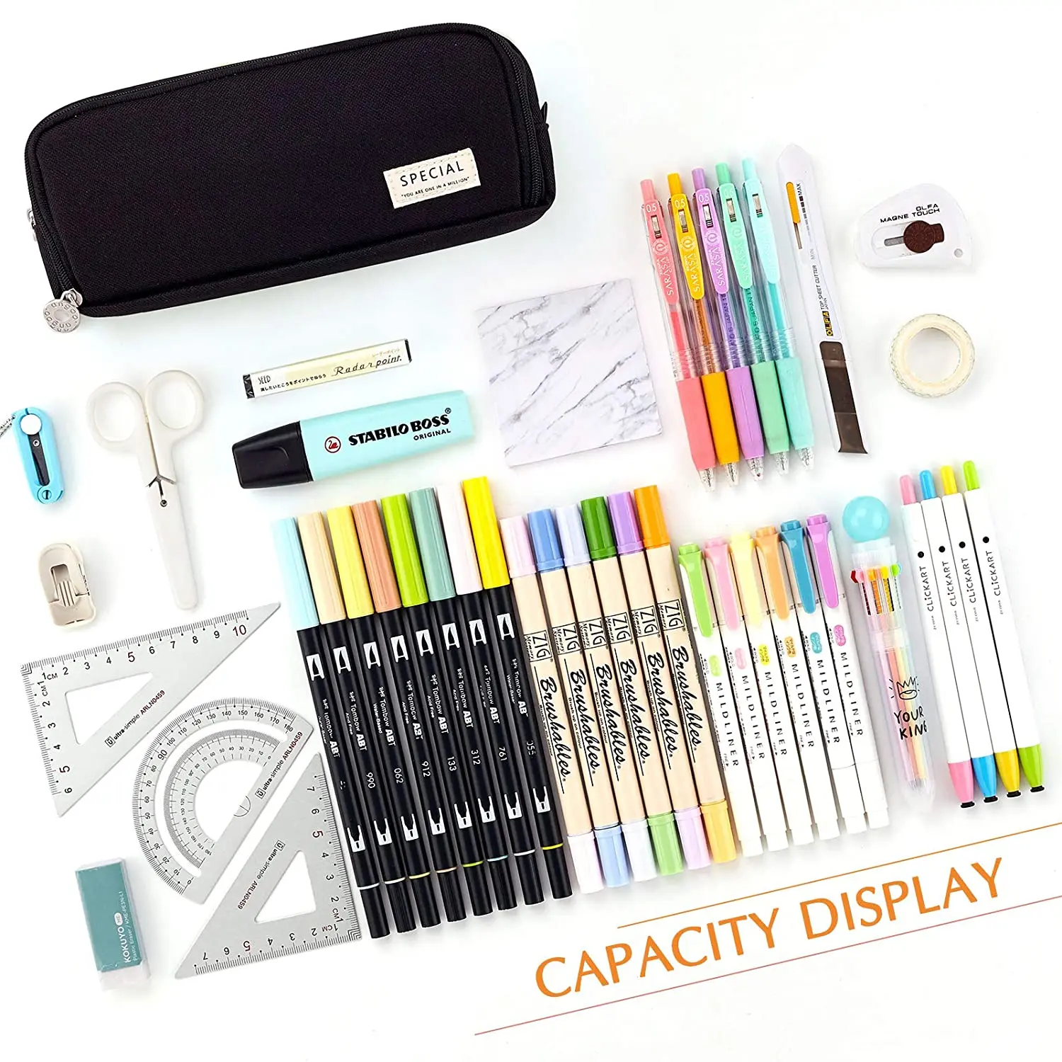 鉛筆ケース大容量鉛筆ポーチ美的ペンバッグオフィス文具オーガナ - Aesthetic Large Pencil Case Pouch のレビューと価格